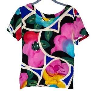 Byblos vintage blouse silk floral print women’s size US 2-4 (small) IT 40 Italy
